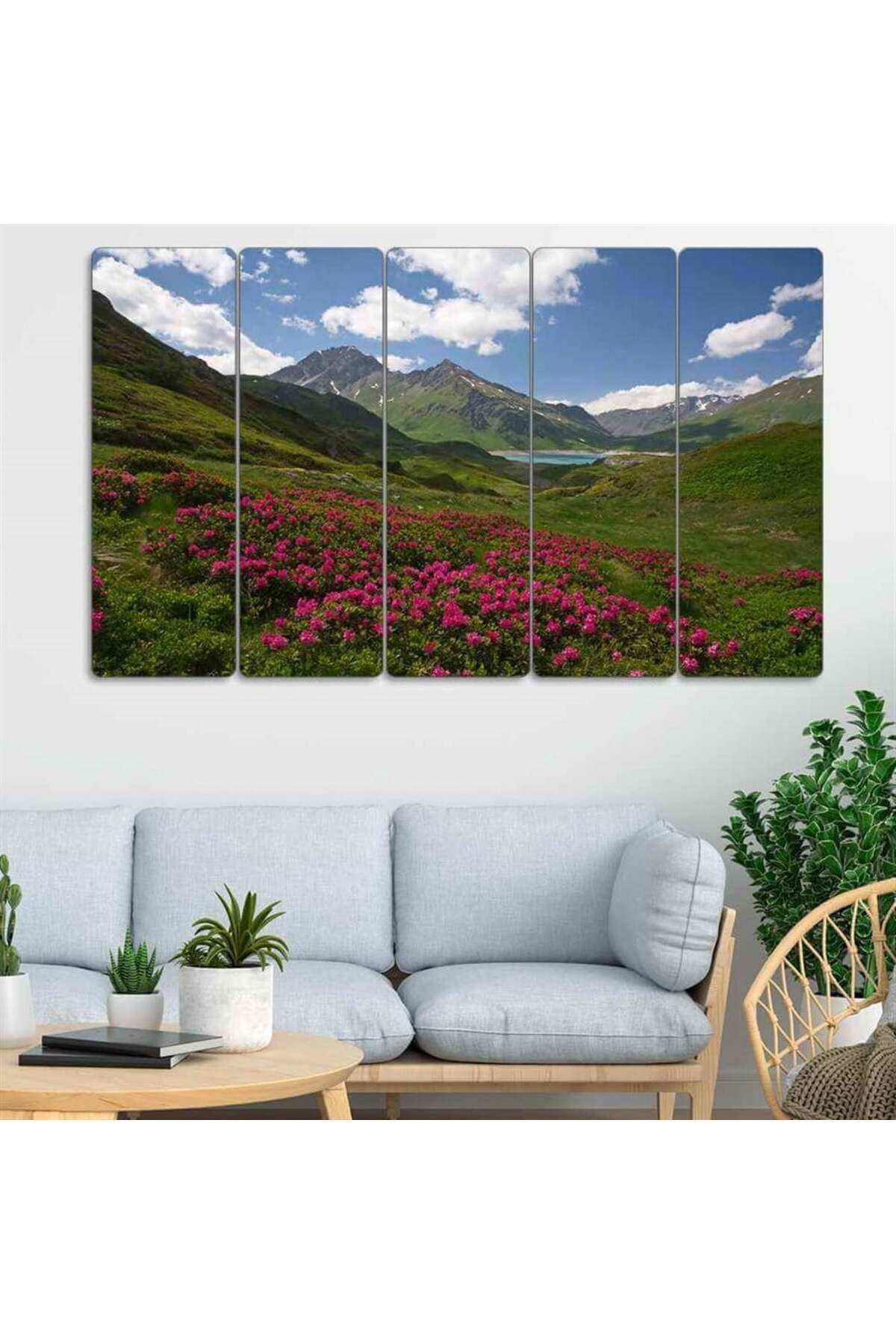 Dağ Manzarası, Çimenlik - 5 Parçalı Tablo