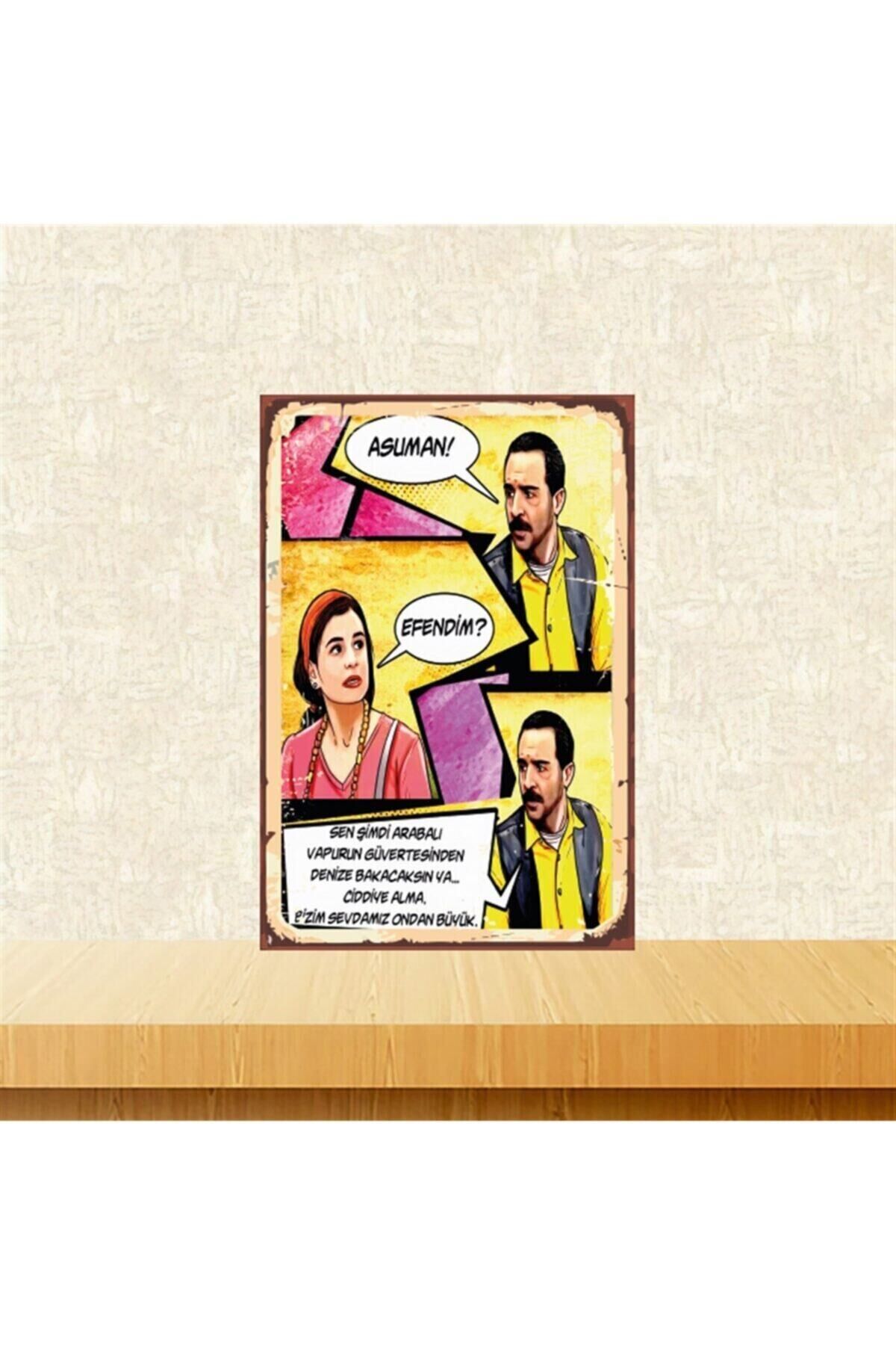 Bir Demet Tiyatro Bizim Sevdamız Ondan Büyük 20-30 Cm Retro Ahşap Tablo Tkfx4766