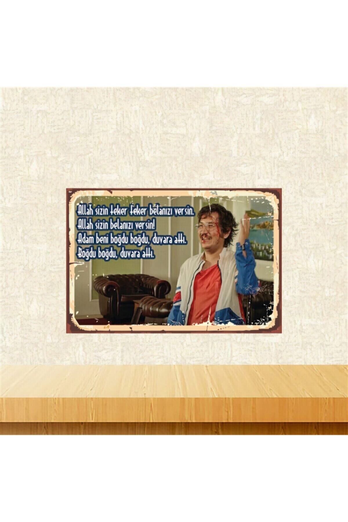 Feyyaz Yiğit Boğdu Boğdu Duvara Attı 20-30 Cm Retro Ahşap Poster Tkfx4389