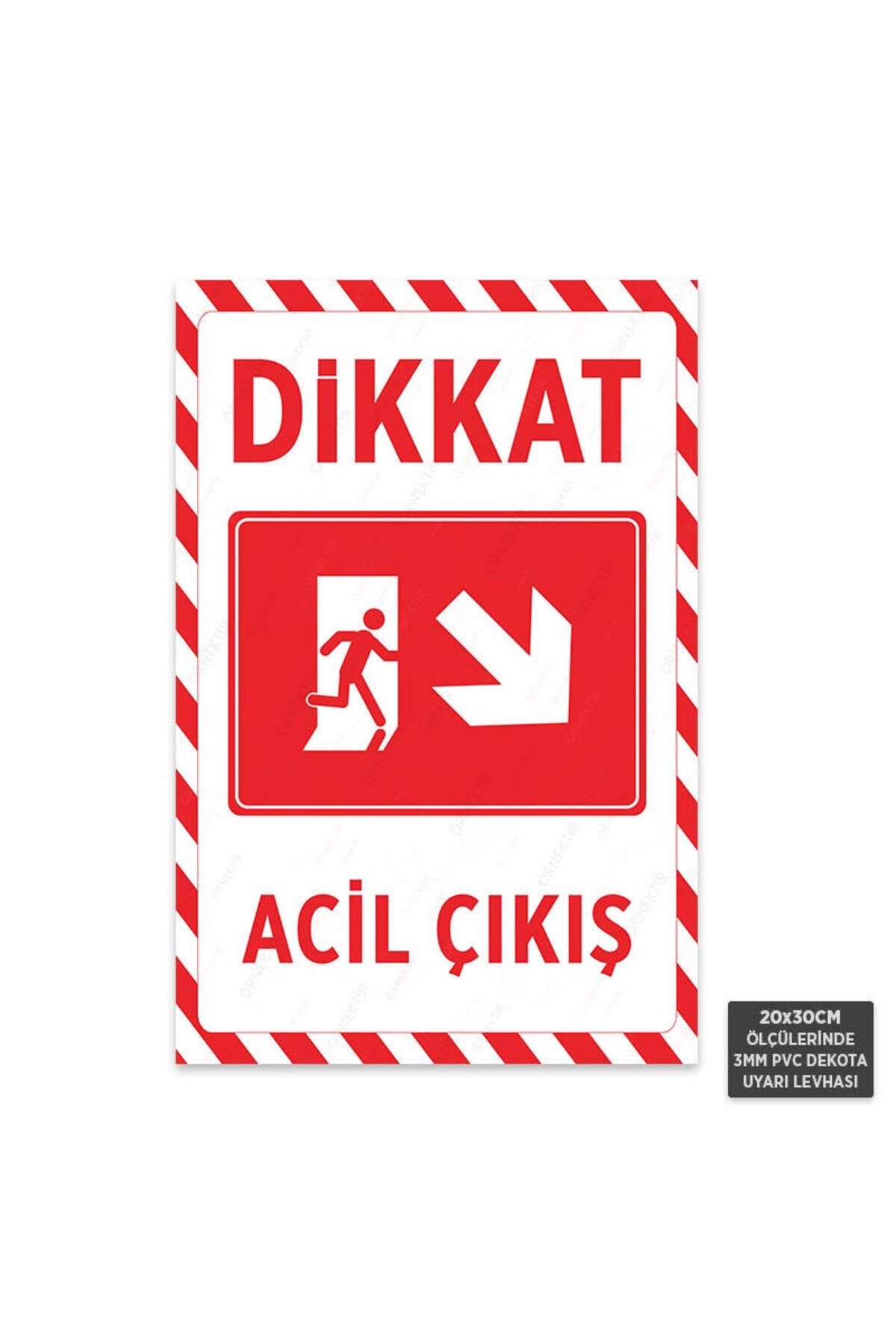 U1223 - Acil Çıkış Sağ Yöne Aşağı Dekota Uyarı Levhası (20x30cm)